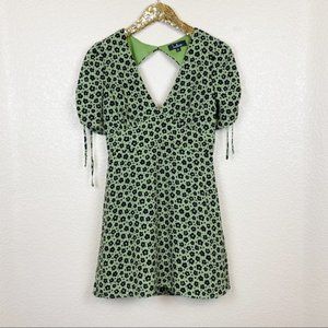 Lulu’s • Green Floral Print Flirty Mini Dress